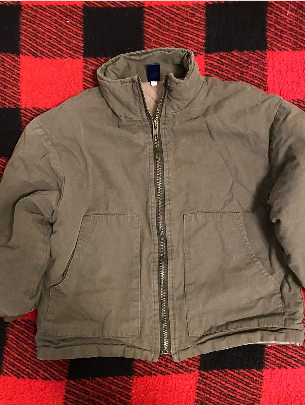 Kids quilted olive jacket
